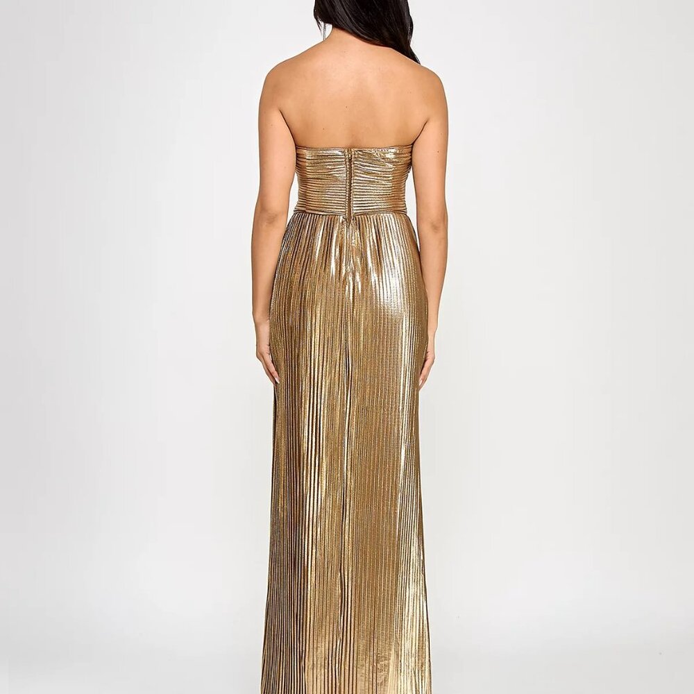 Emerald Sundae Juniors' Metallic Embellished Cutout Gown Gold Size XL - Picture 2 of 5